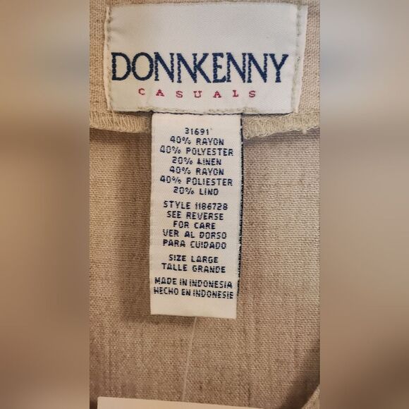 NWT Donnkenny L Beige LINEN Blend Embroidered Shrtslv Buttons Women Top Cardigan - Picture 6 of 8